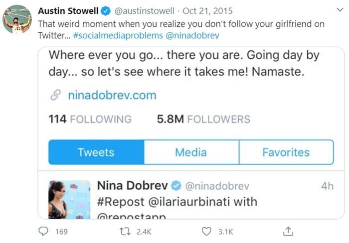 Austin Stowell makes his relationship with Nina Dobrev official