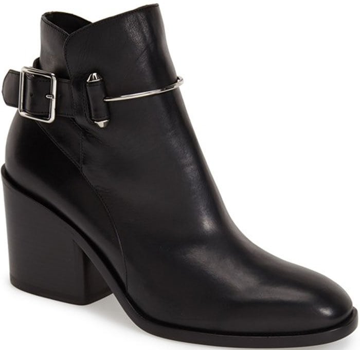 Balenciaga Pierced Round-Toe Ankle Boot