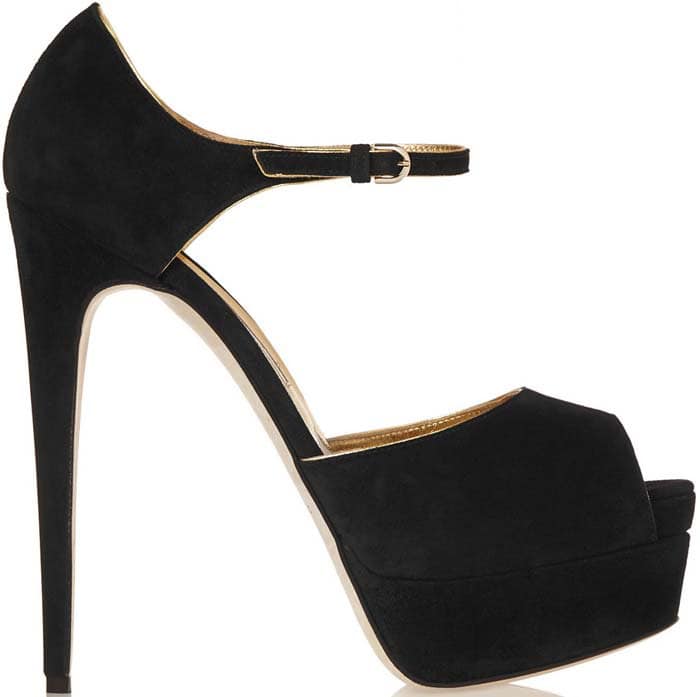 Brian Atwood Suede Peep-Toe Platform Pumps