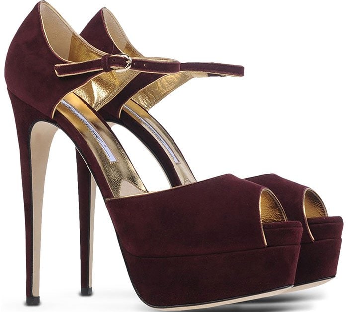 Brian Atwood Tribeca Sandals Maroon Suede