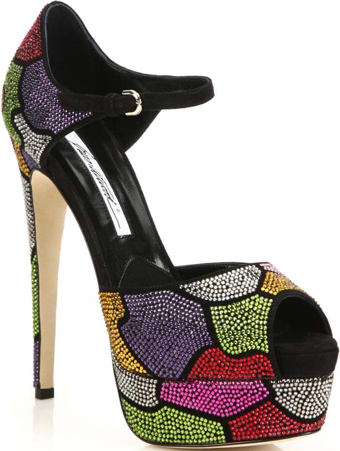 Brian Atwood Tribeca Suede & Swarovski Crystal Camouflage Platform Sandals