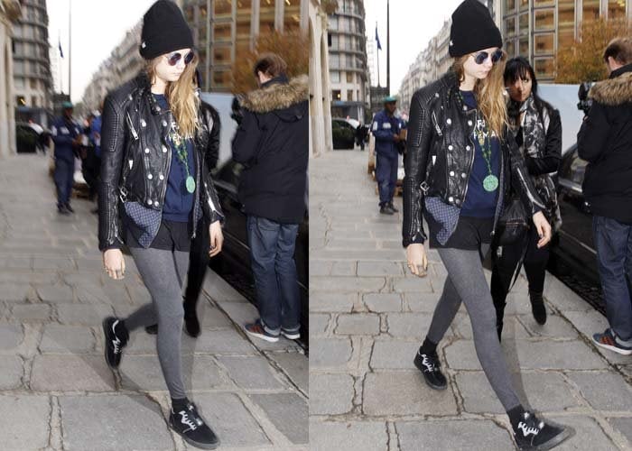 Cara Delevingne wears a casual outfit with Supra sneakers at the airport