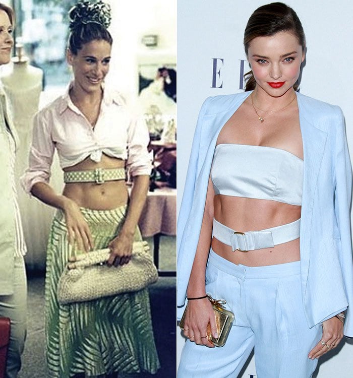 Miranda Kerr taking a cue from the "Sex and the City" character Carrie Bradshaw