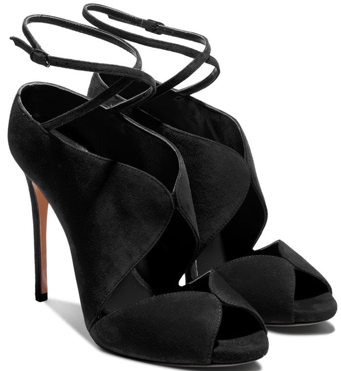 Black Suede Open-Toe Sandals