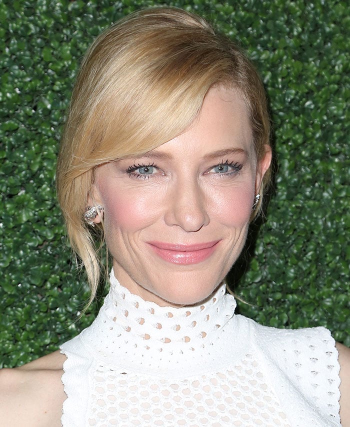 Cate Blanchett's loose chignon hairstyle at the Los Angeles Industry Screening of "Truth"