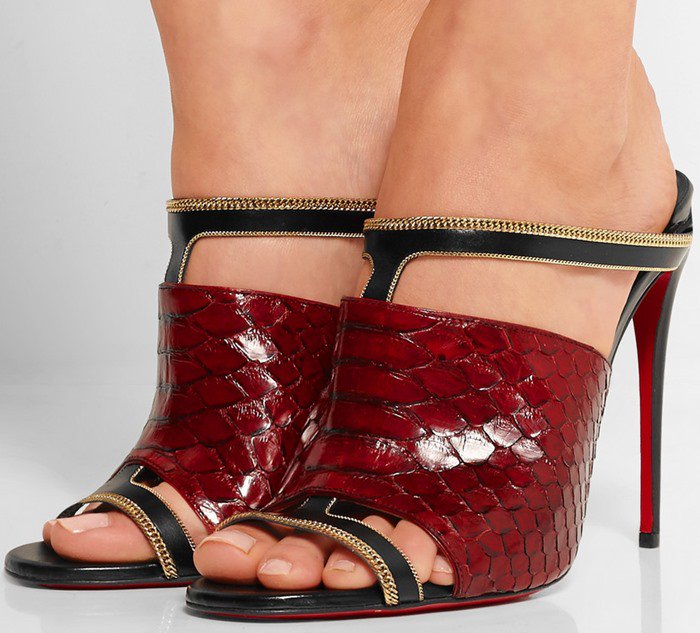 Christian Louboutin Akenana 100 python and leather mule