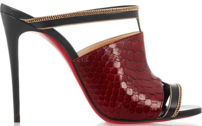 Christian Louboutin Akenana 100 python and leather mules