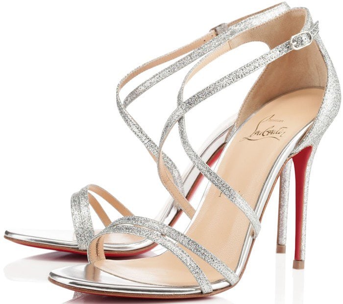 Christian Louboutin Gwynitta 100 Glitter-Finished Leather Sandals