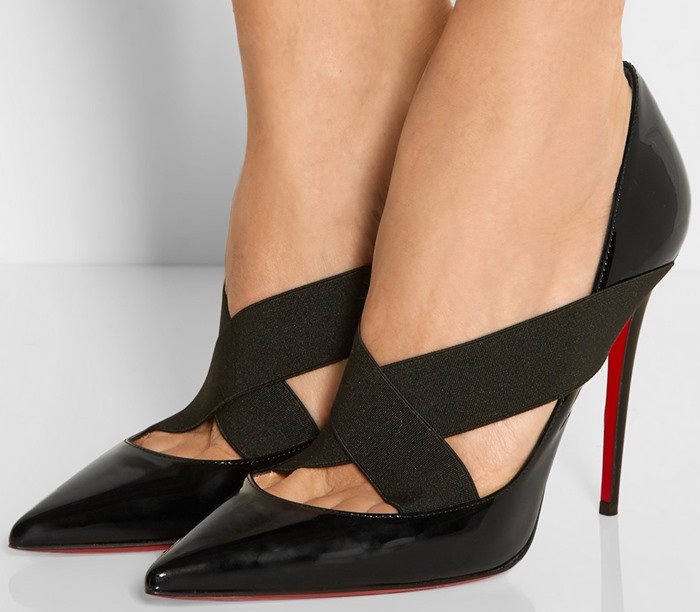 Christian Louboutin 'Sharpstagram' Cross-Strap Patent Red Sole Pump