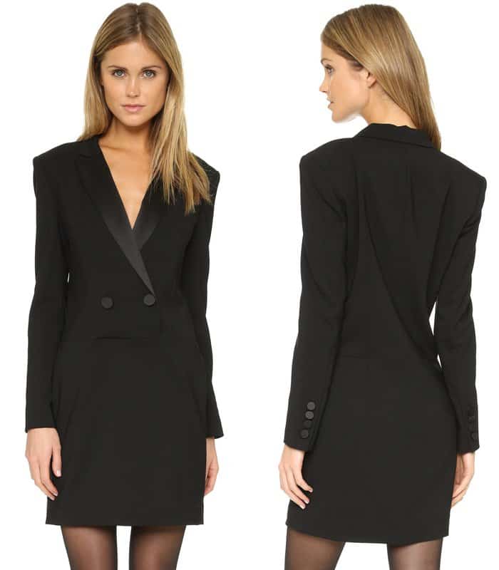 DKNY Long Sleeve Tuxedo Dress