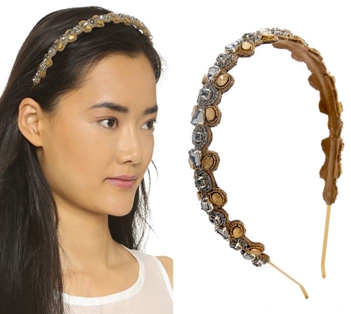 Deepa Gurnani "Devon" Headband in Gold