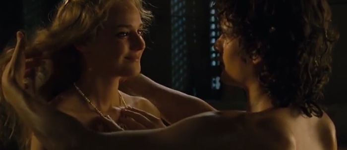 The Troy love scene between Helen and Paris was reframed in the director's cut to include more nudity of Diane Kruger