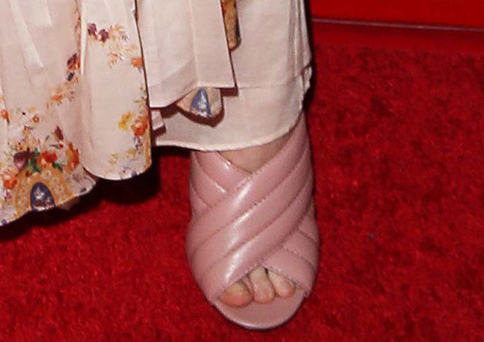 Elle Fanning's feet in Gucci shoes