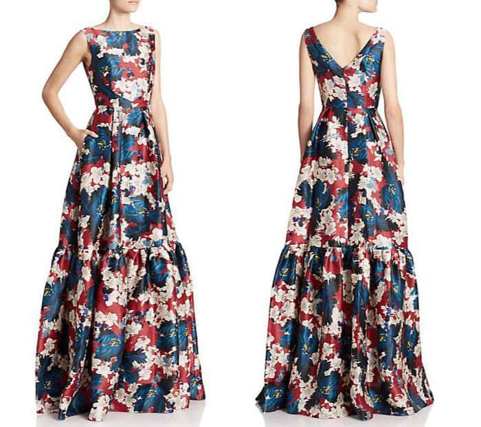 Erdem Alouette Tiered Floral Silk Gown