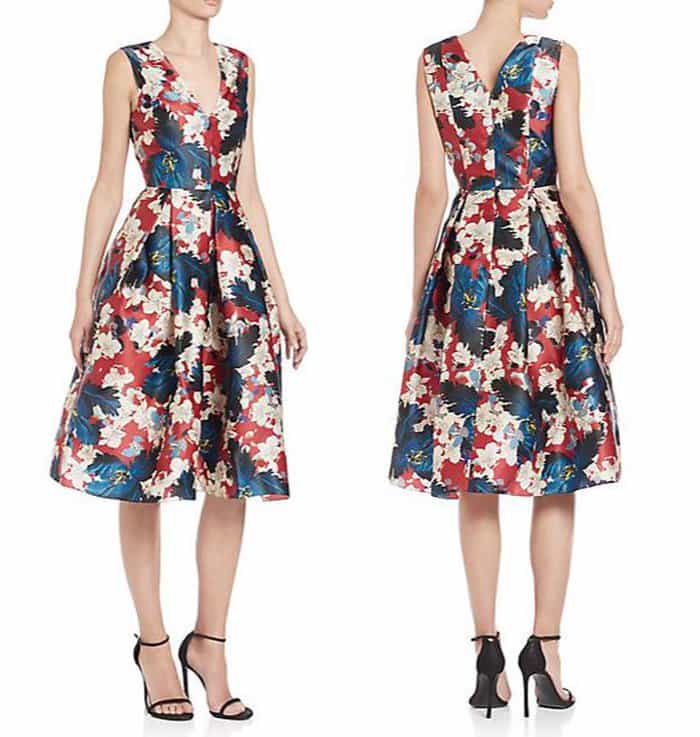 Erdem Loren Pleated Floral Silk Dress