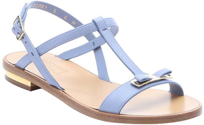 Salvatore Ferragamo Calfskin Marino Bow Strap Sandals in Light Blue