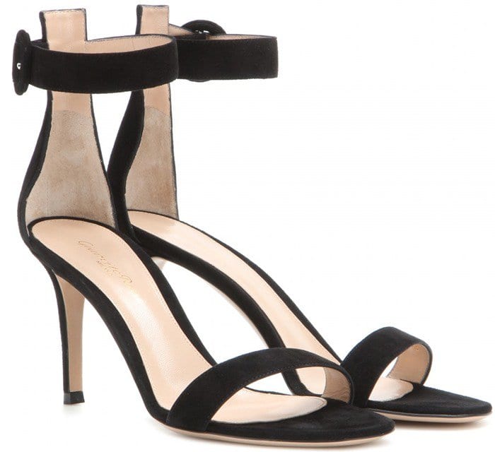 Gianvito Rossi Black Portofino Suede Sandals