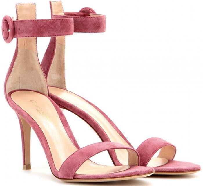 Gianvito Rossi Pink Portofino Suede Sandals