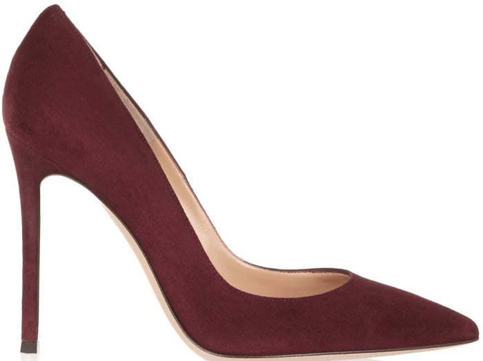 Gianvito Rossi Suede Pumps in Burgundy