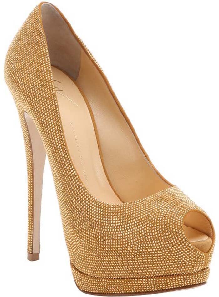 Giuseppe Zanotti Ambra Beaded "Sharon" Platform Peep Toe Pumps