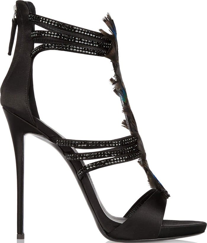 Giuseppe-Zanotti-Coline-feather-embellished-satin-sandals-1