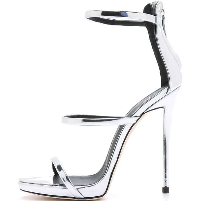 Giuseppe Zanotti Three-Strap Coline Sandals Silver