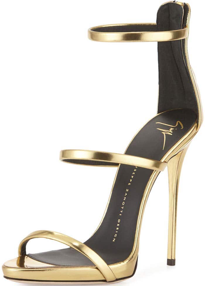 Giuseppe Zanotti Triple Strap Metallic Gold