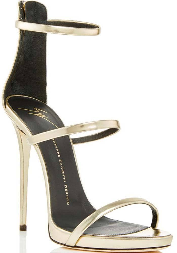 Giuseppe Zanotti Triple Strap Metallic Platinum