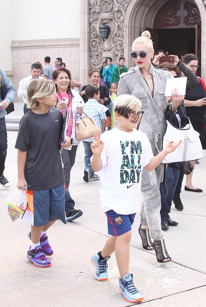 Gwen Stefani and her children head to church in Studio City