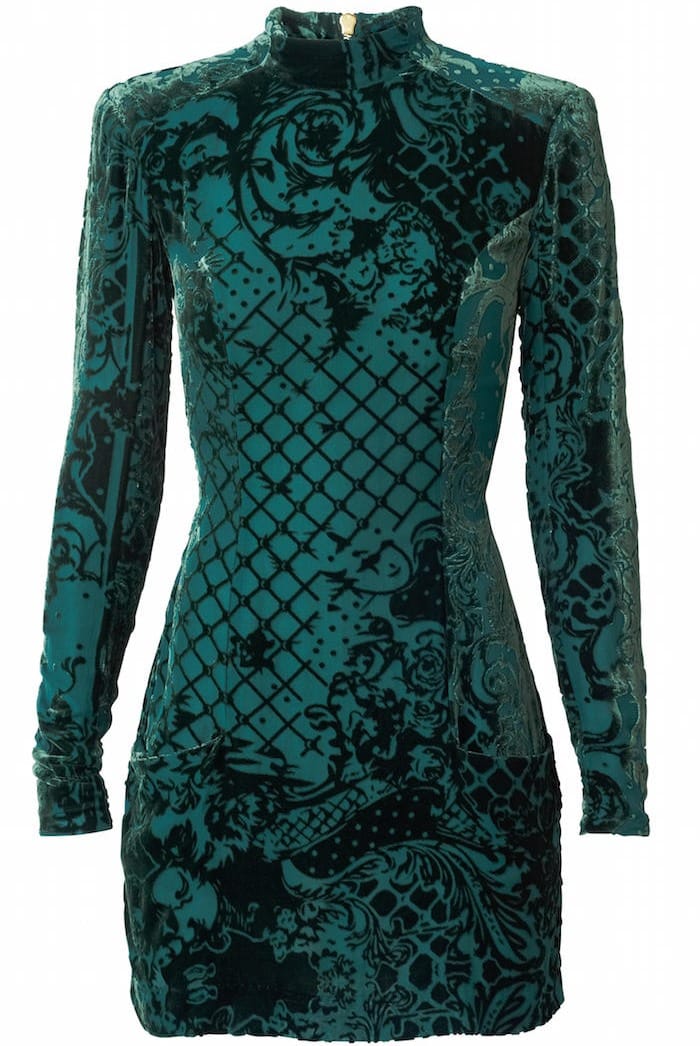 Balmain x H&M Green Velvet Dress