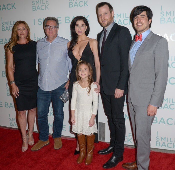 Paige Dylan, Richard Arlook, Sarah Silverman, Shayne Coleman, Adam Salky, and Daniel Hammond attend the premiere of "I Smile Back"