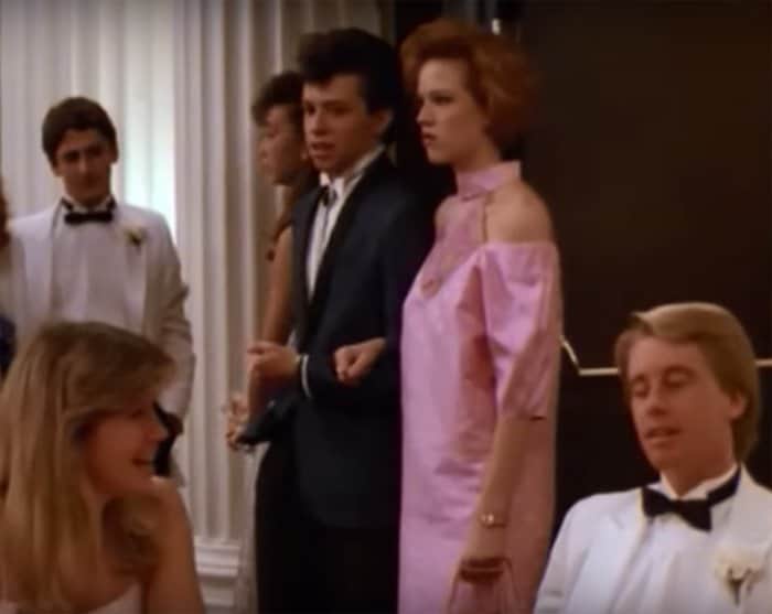 Molly Ringwald's puffy-sleeved polka dot prom dress in Pretty in Pink