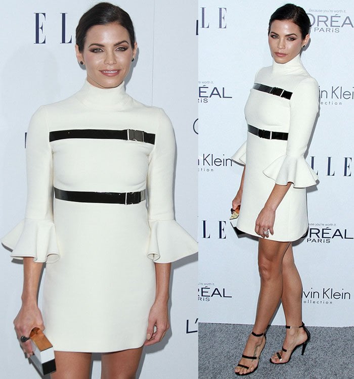 Jenna Dewan-Tatum wears her hair back on the carpet of the Elle Women in Hollywood Awards