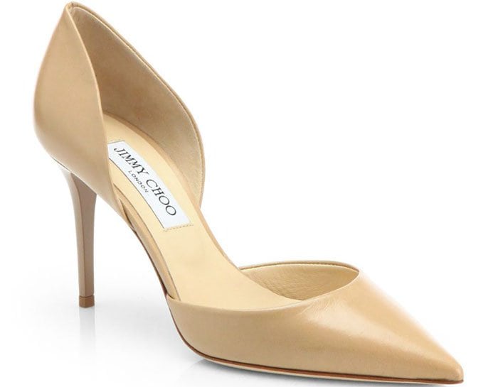 Jimmy Choo "Addison" d'Orsay Pumps Nude Leather