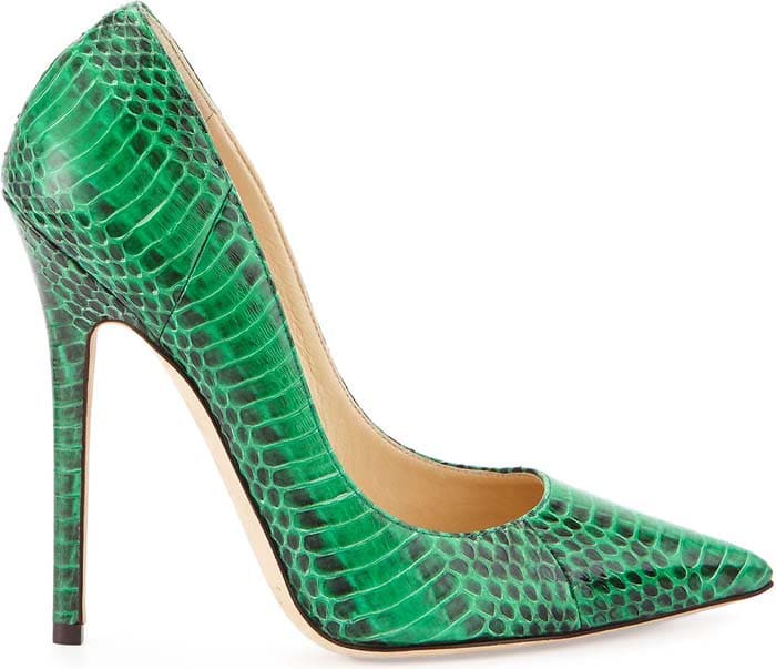 Jimmy Choo "Anouk" Pumps in Green Snakeskin