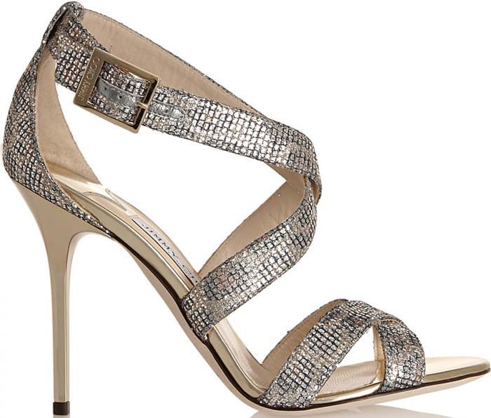 Jimmy Choo "Lottie" Glitter Fabric Sandals