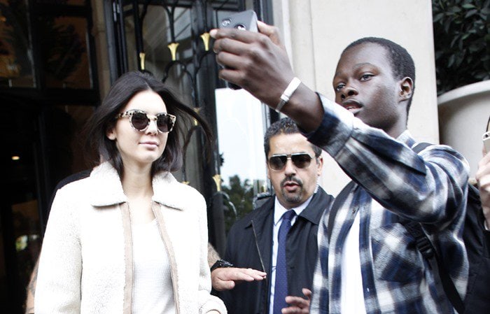 Kendall Jenner wearing Komono sunglasses while leaving her hotel