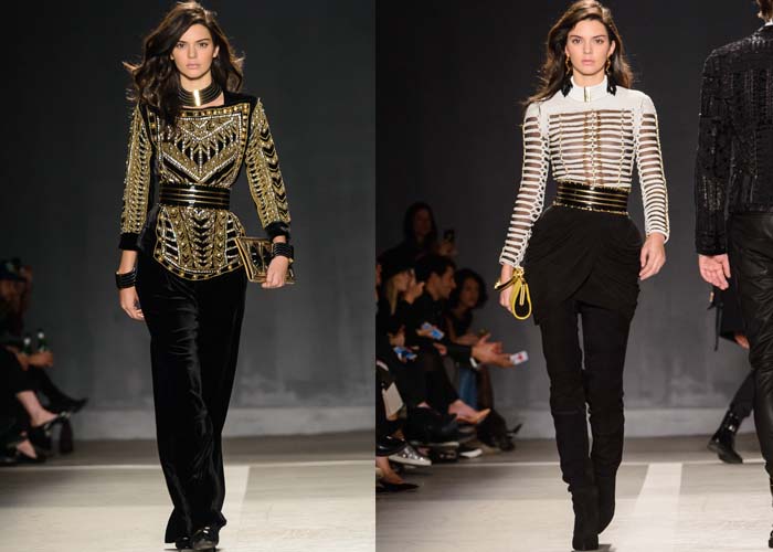 Kendall Jenner walks the runway at the Balmain x H&M collection launch