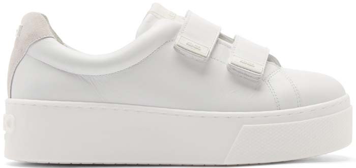 Kenzo White Leather Velcro Platform Sneakers