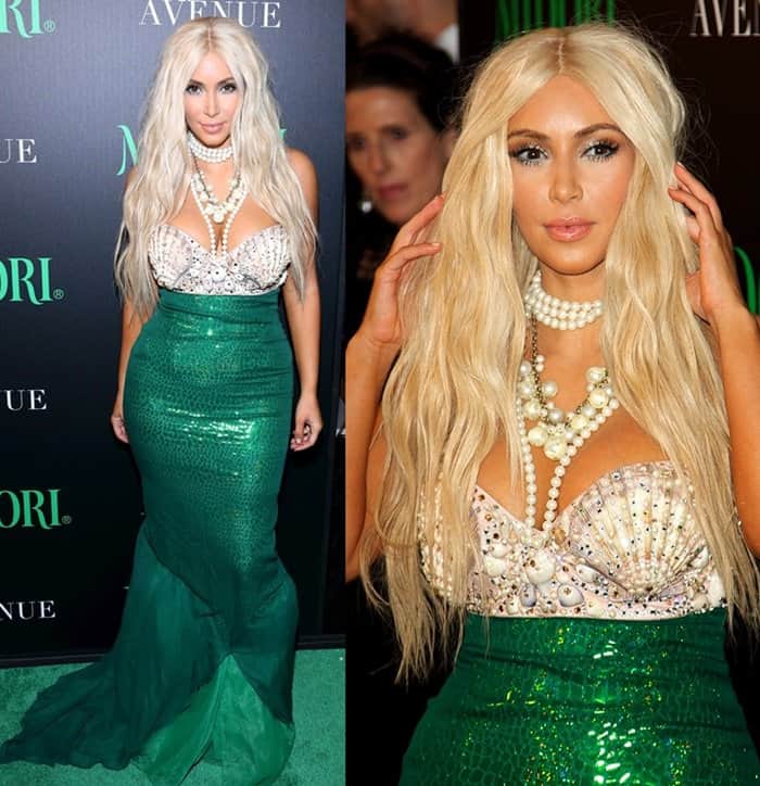Kim Kardashian's sexy mermaid costume included a platinum blonde wig made from real human hair