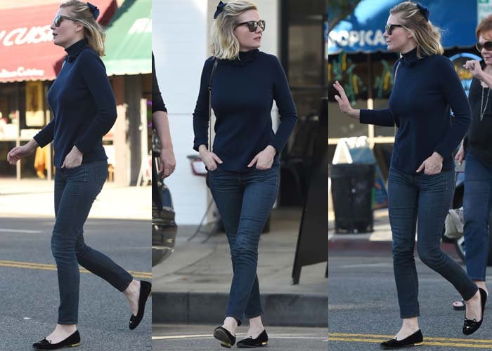 Kirsten Dunst rocked denim jeans with Charlotte Olympia's "Kitty" flats