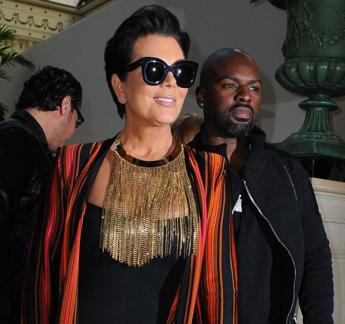 Kris Jenner and Corey Gamble attend the Balmain show as part of the Paris Fashion Week Womenswear Spring/Summer 2016 in Paris, France on October 1, 2015