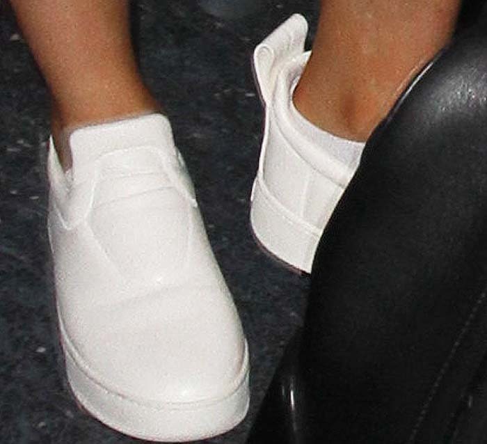 Kylie Jenner wears white Céline sneakers on her feet