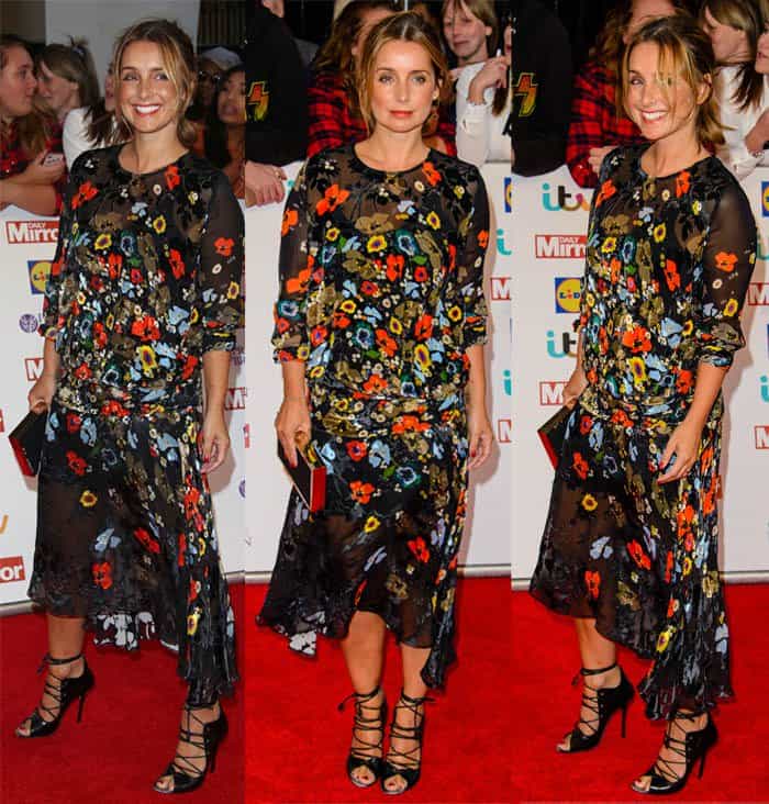 Louise Redknapp brings effortless charm to the red carpet in a Preen 'Lambert' floral dress, pairing it with Malone Souliers 'Savannah' sandals at the Daily Mirror Pride of Britain Awards