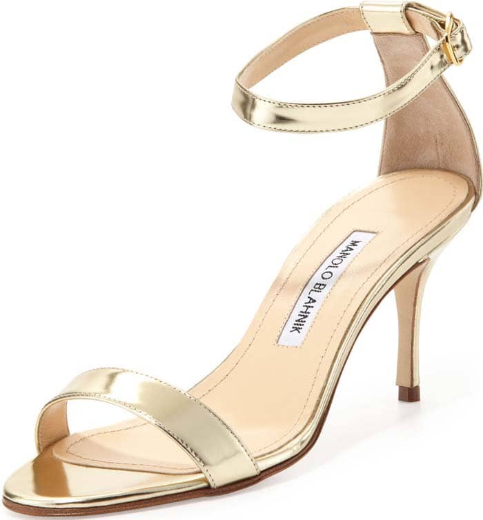 Manolo Blahnik Chaos Sandals in Gold