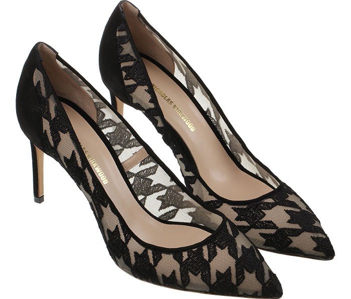 Nicholas Kirkwood Houndstooth Embroidered Pumps