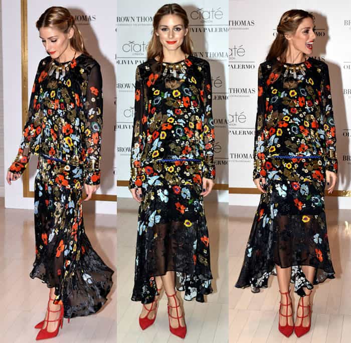 Olivia Palermo shows how to wear a romantic long-sleeved floral print dress in fall