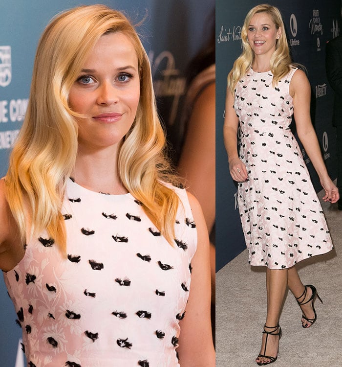 Reese Witherspoon wears her blonde hair down in soft waves