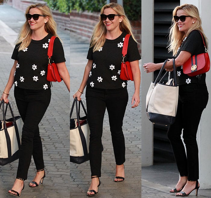 Reese-Witherspoon-floral-top-black-pants-large-bag