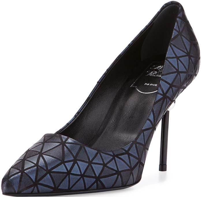 Blue Roger Vivier Stiletto Sphère Pumps in Leather